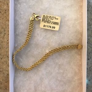 10k Yellow Gold Twisted Rope 3 Row Bracelet, 7.25”